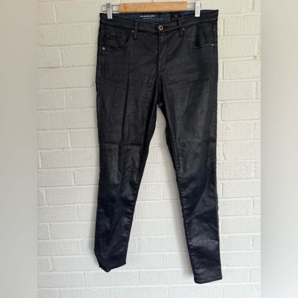 AG Adriano Goldschmied Women's Dark Navy Blue Shiny Skinny Jeans